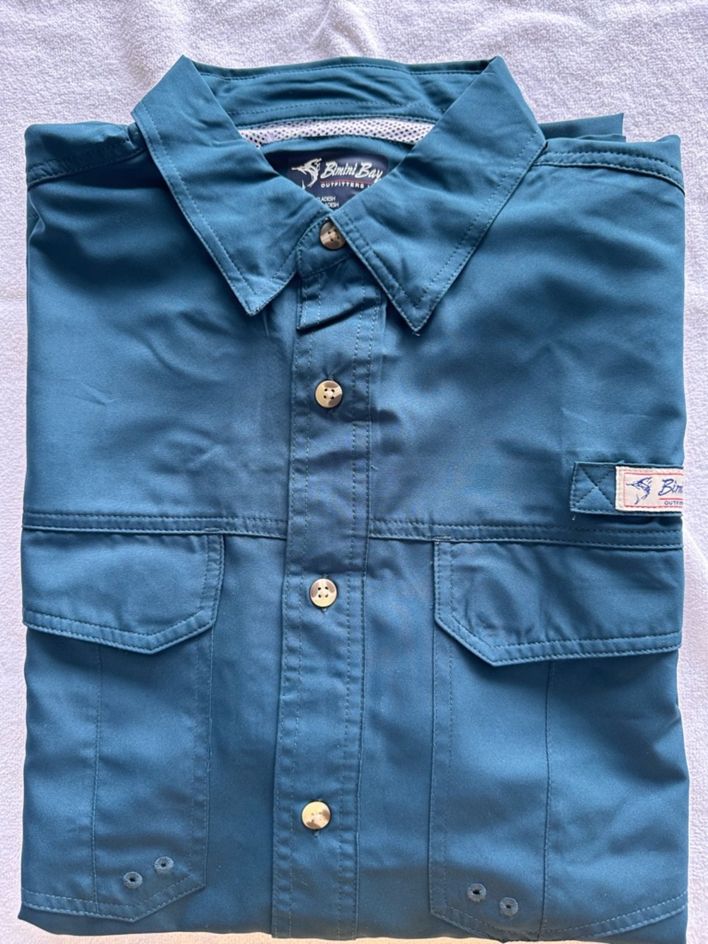 Bimini Bay Teal Button-Up Outdoor Shirt fishing shirt NWT